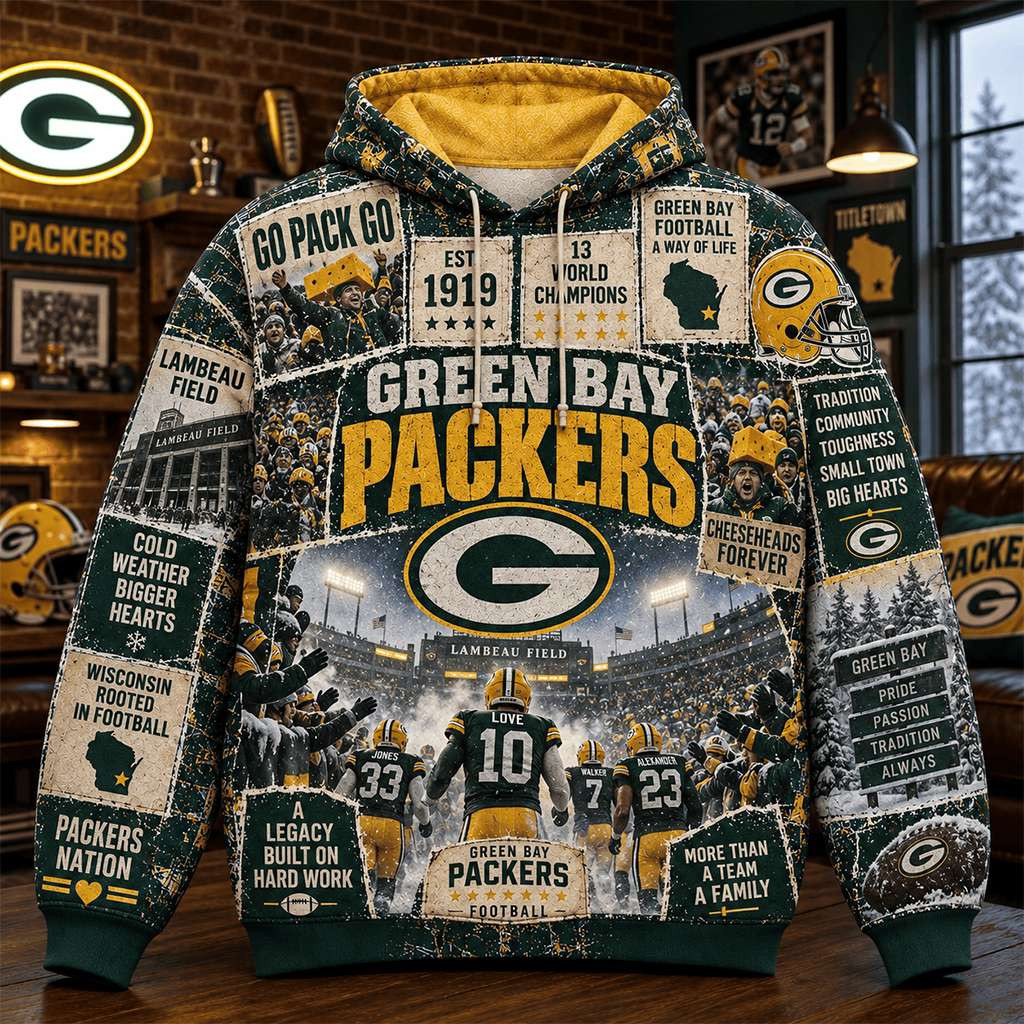 Green Bay Packers Hoodie Go Pack Go Hoodie Packers Merch Football Fan Gift Ideas