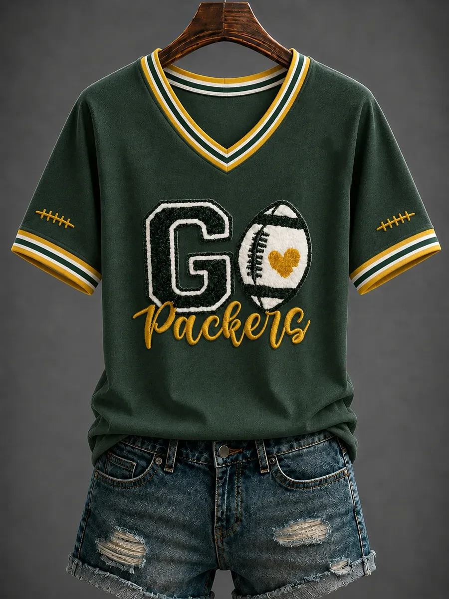 Green Bay Packers Merch Game Day Go Packers V-Neck Shirt Unique Gifts For Football Lovers