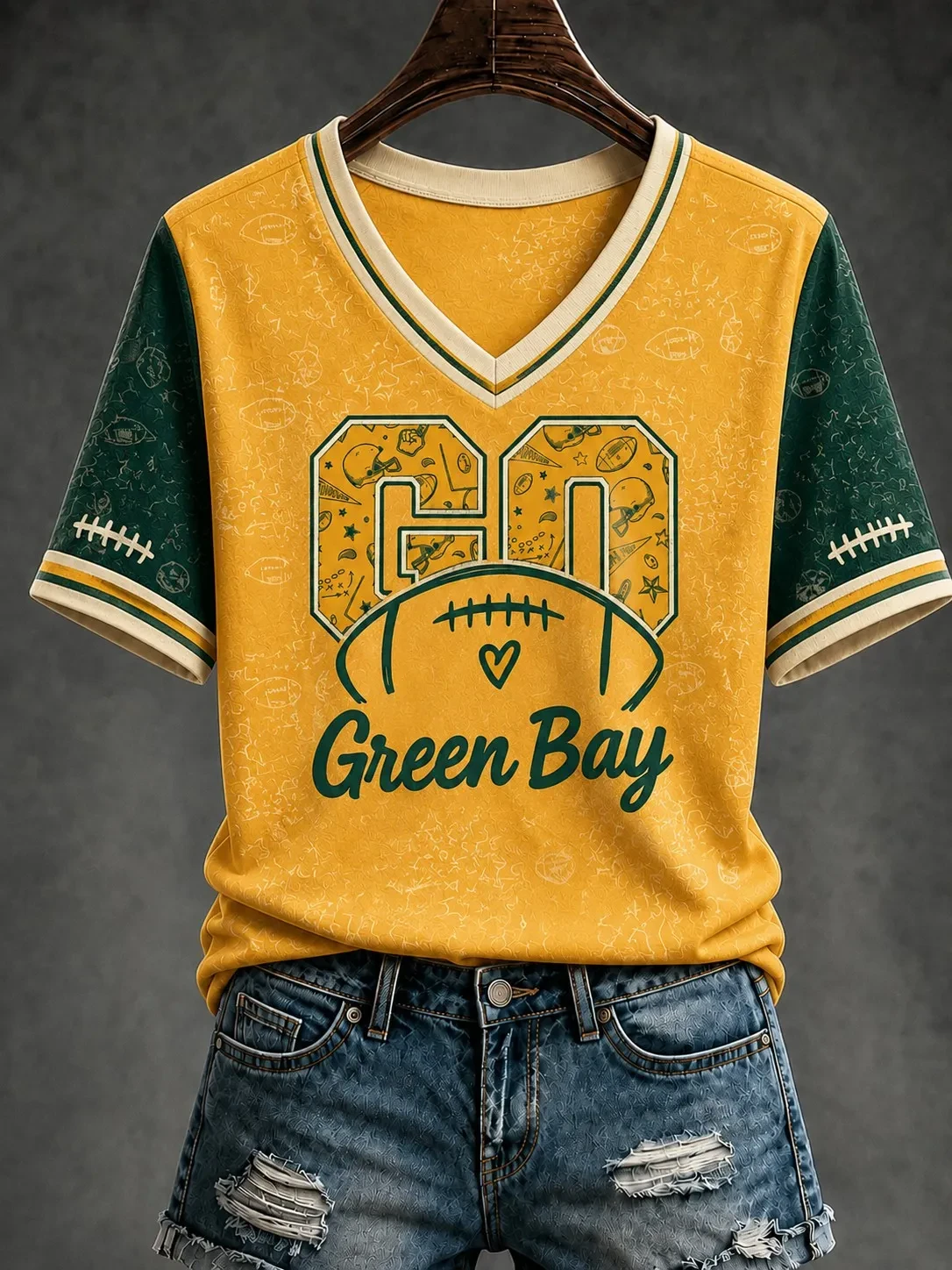Green Bay Packers Merch Go Green Bay V-Neck Shirt Game Day Outfit Packers Fan Gear Women's