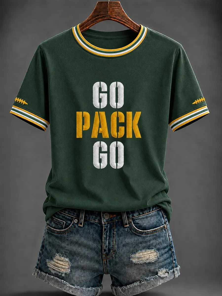 Green Bay Packers Merch Go Pack Go T-Shirt Game Day Shirt Packer Fan Gear Gift For Her