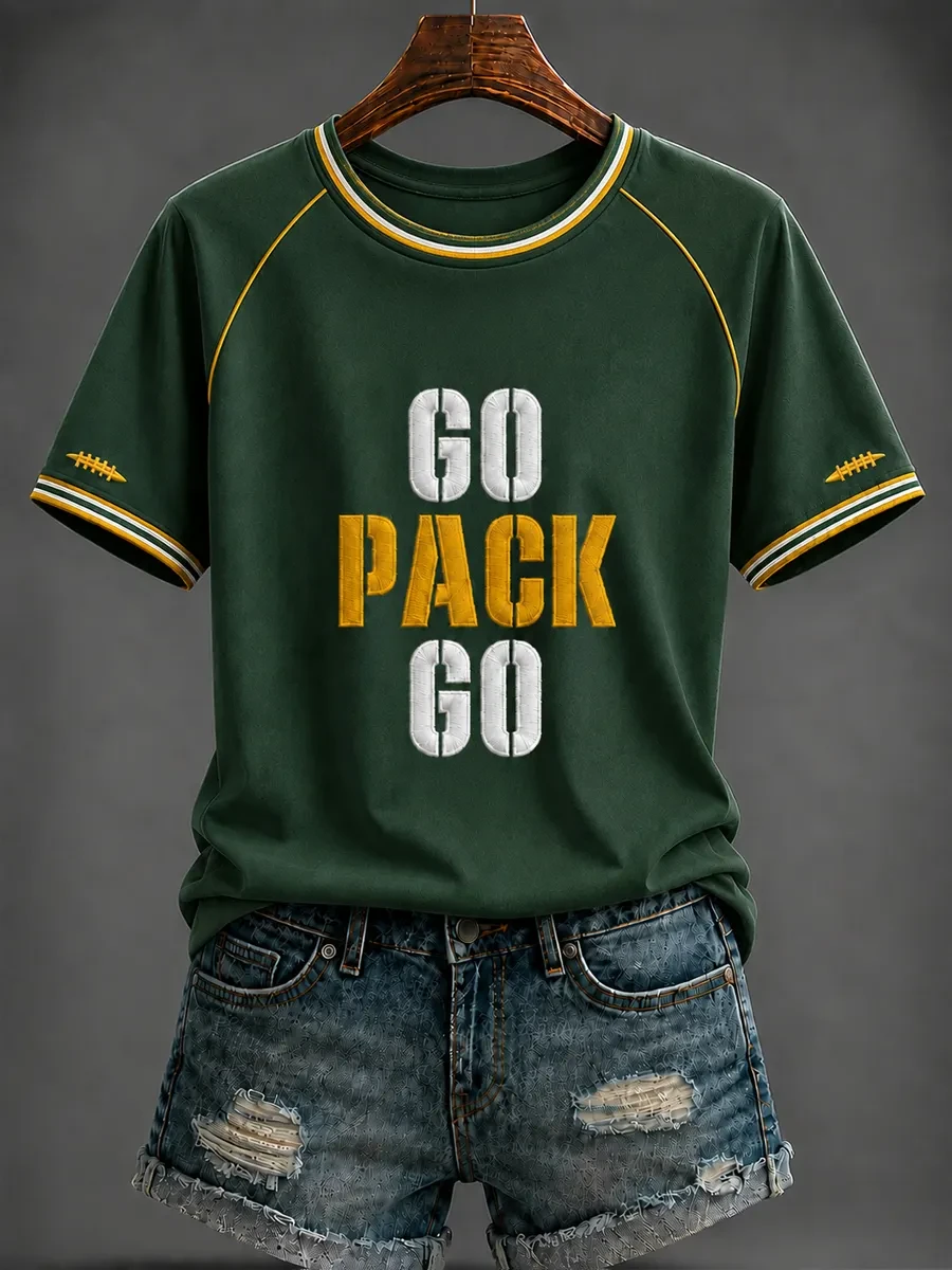 Green Bay Packers Merch Go Pack Go T-Shirt Game Day Women's Clothing Packer Fan Gear