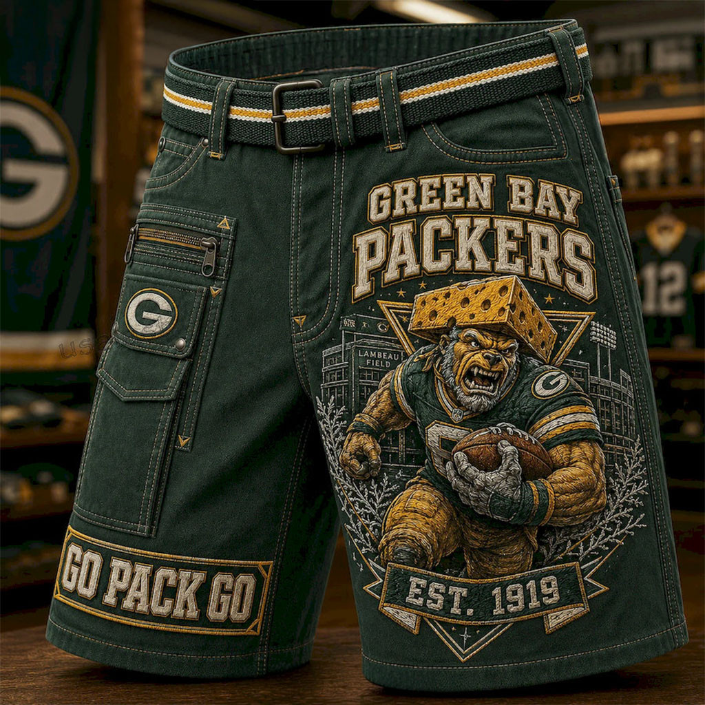 Green Bay Packers Merch Go Pack Go Titletown Shorts Best Gifts For Football Fans