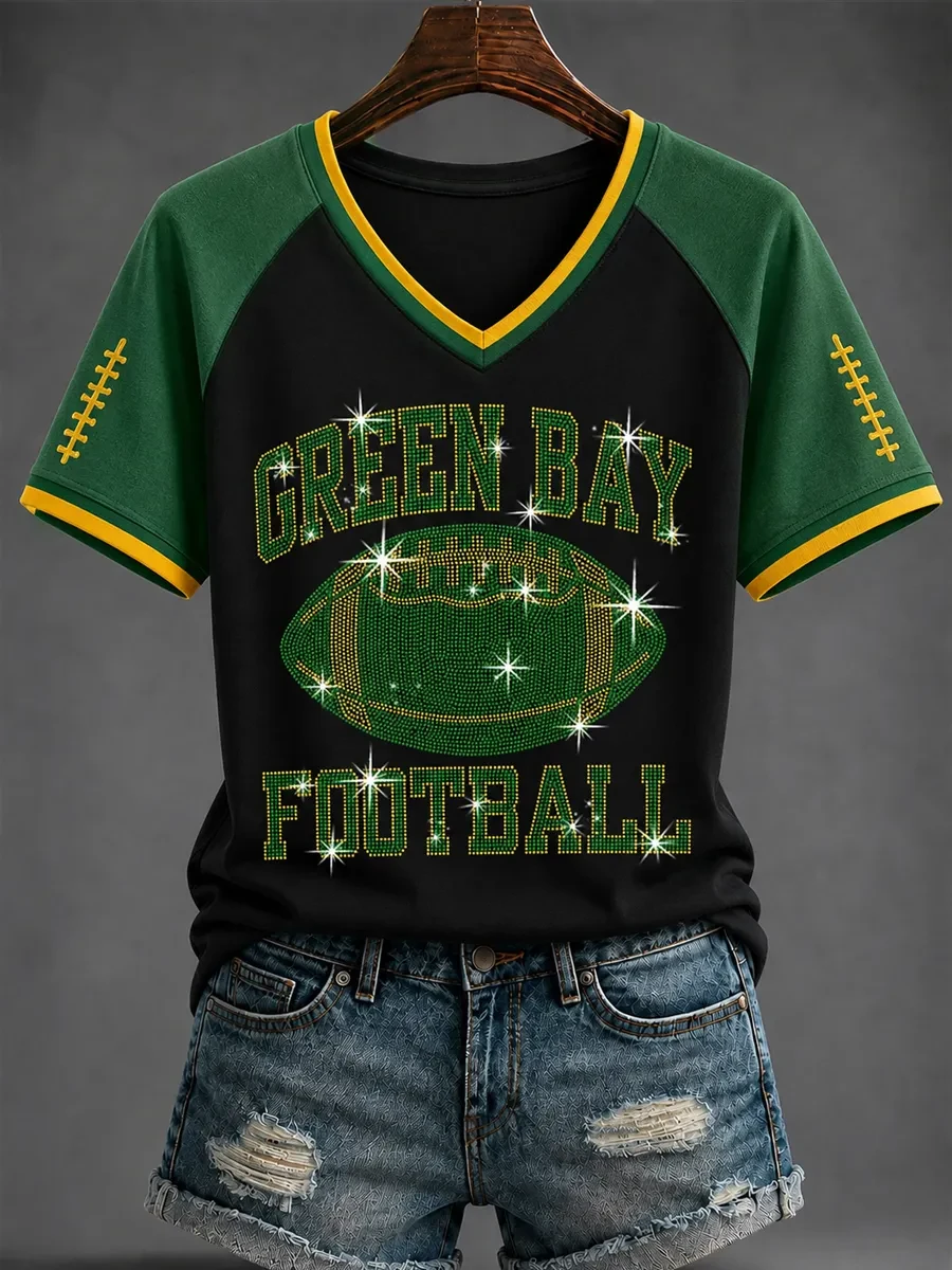 Green Bay Packers Merch Green Bay Football V-Neck Shirt Sunday Funday Outfits Gift for Fans