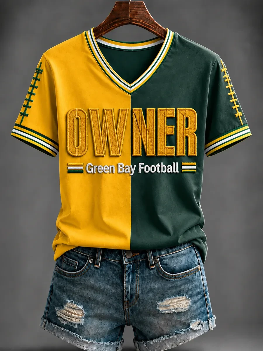 Green Bay Packers Merch Owner Green Bay Football V-Neck Shirt Game Day Attire Gift For Fans