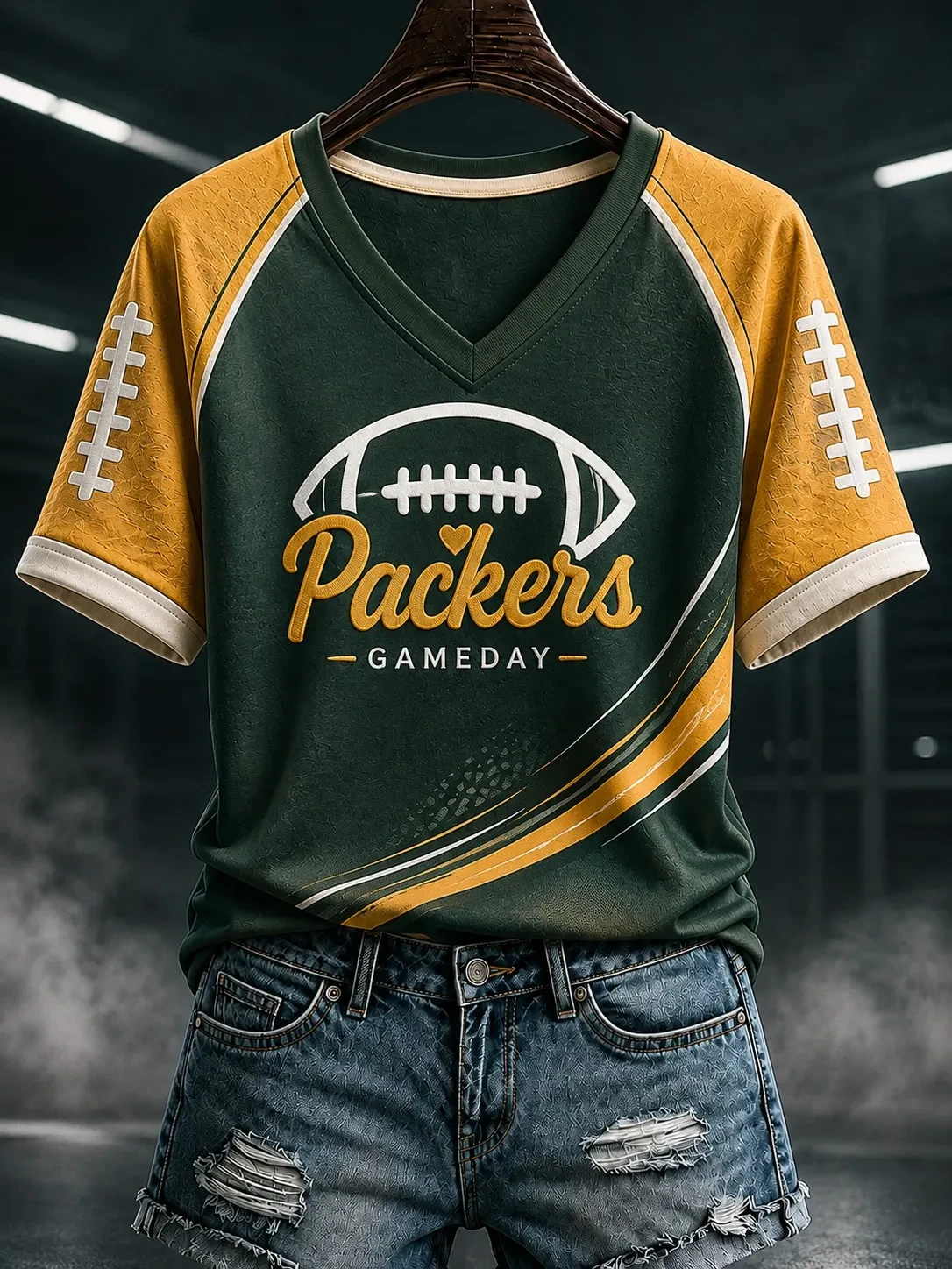 Green Bay Packers Merch Packers Game Day V-Neck Shirt Football Tailgate Outfits Fan Gifts