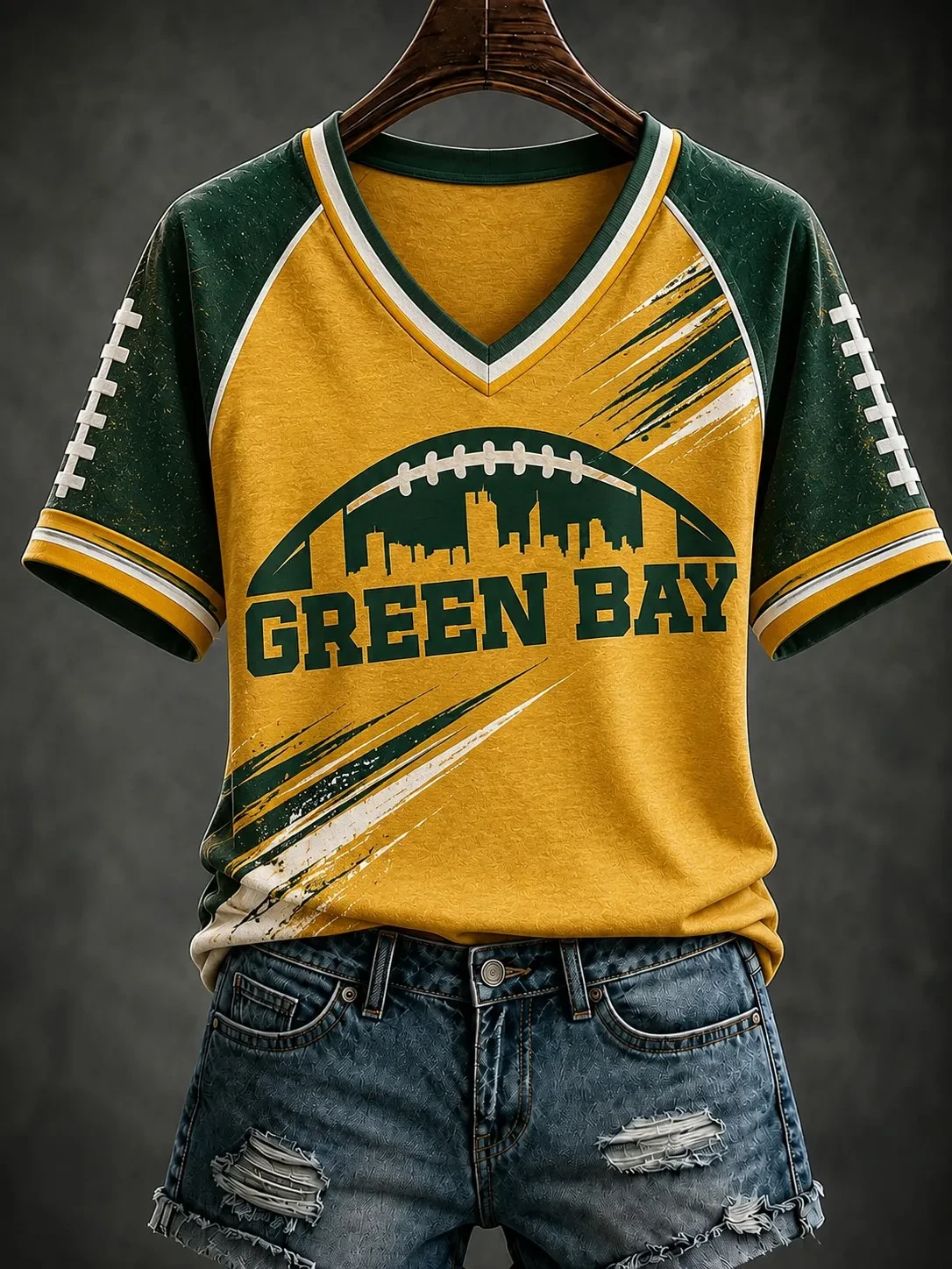 Green Bay Packers Merch Skylive Green Bay Football V-Neck Shirt Best Gift For Game Day
