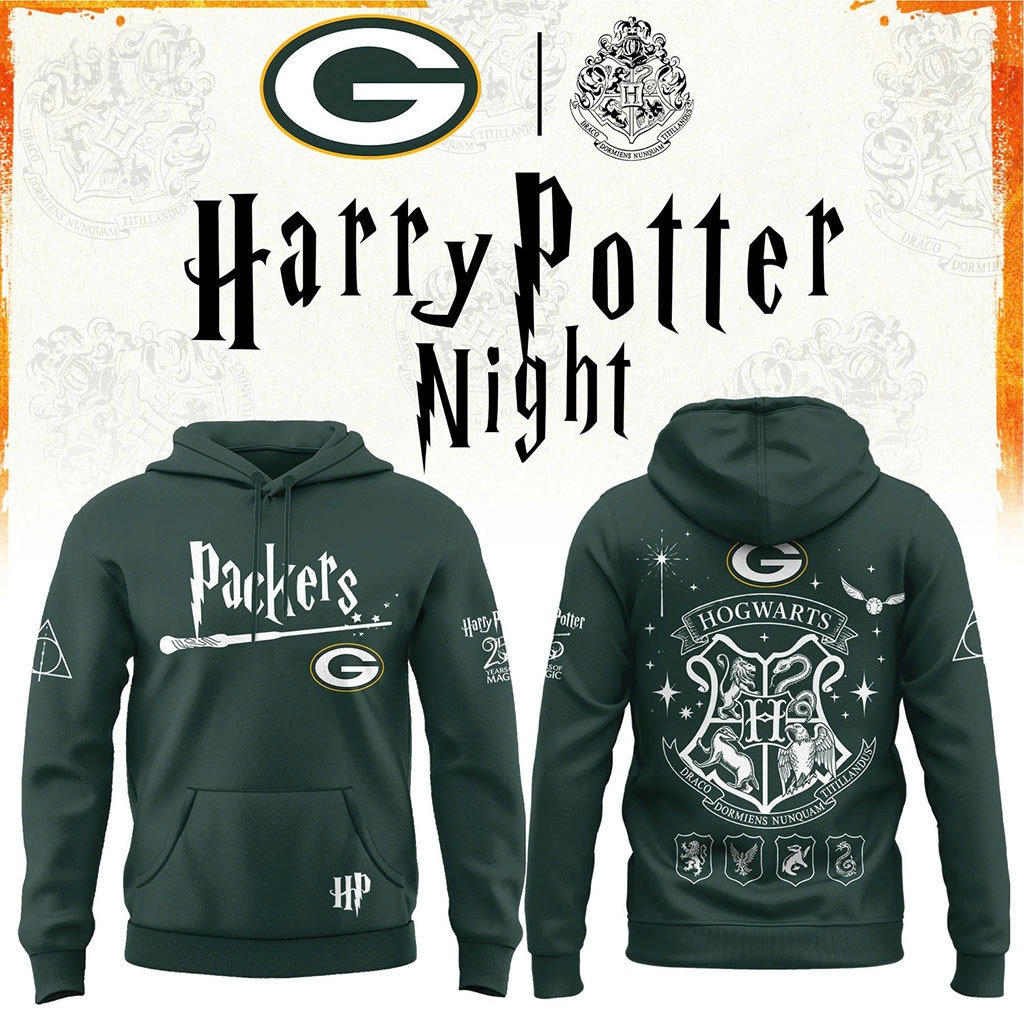 Green Bay Packers x Harry Potter 25th Anniversary Hoodie 2026 GB Packers Merch Football Fan Gear