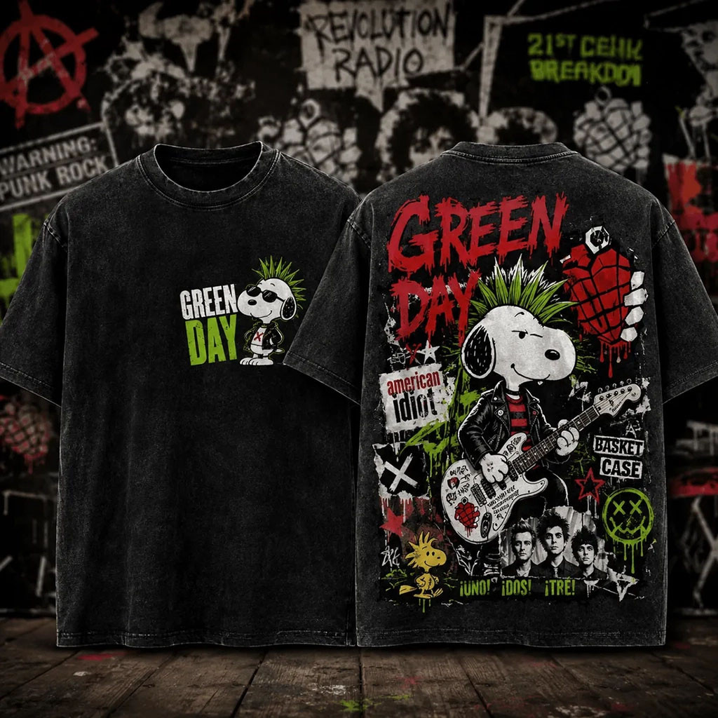 Green Day X Snoopy Rock Band Shirt American Idiot Shirt Green Day Merch Music Gift Ideas
