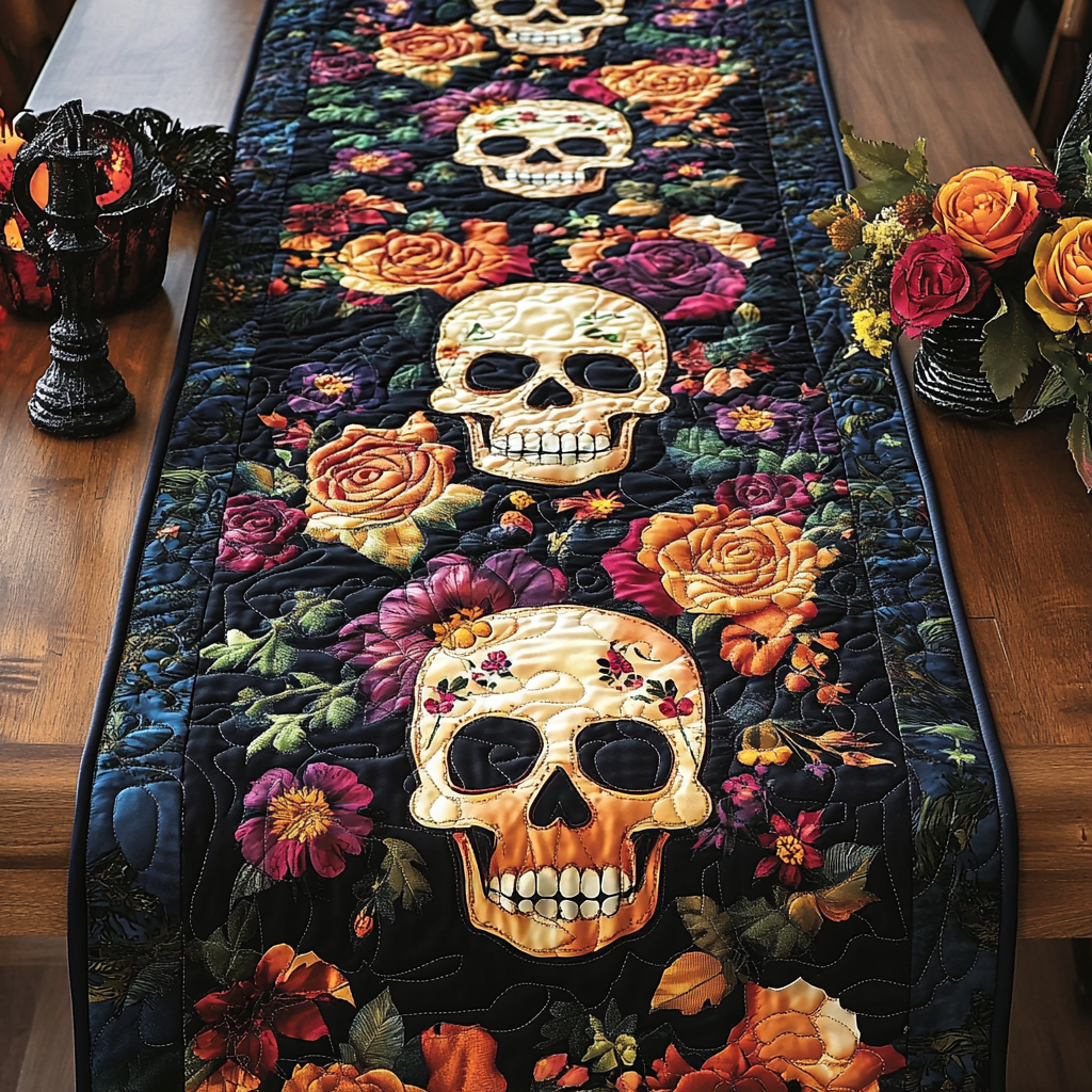 Grim Grimoire Quilted Table Runner Spooky Table Runner Halloween Goodie Ideas