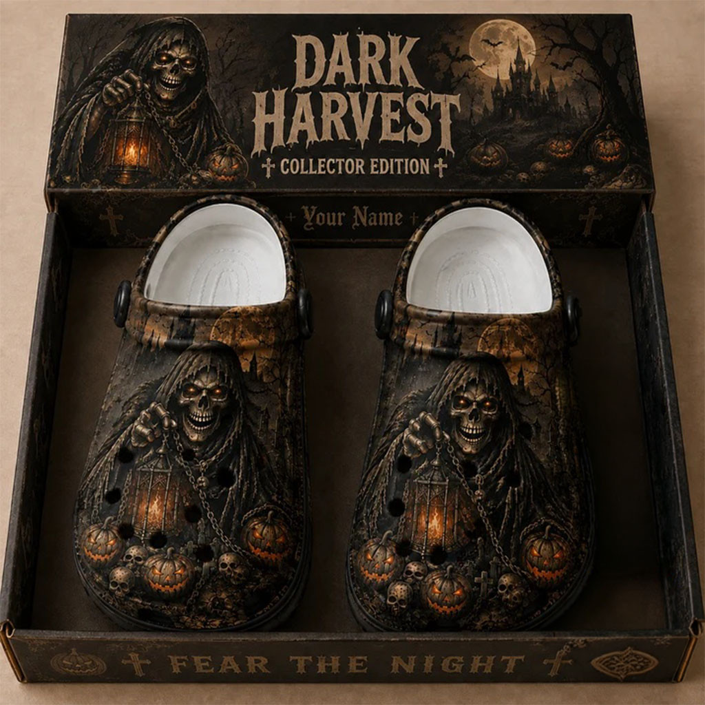 Grim Reaper Dark Harvest Halloween Clogs Gothic Footwear Spooky Horror Gifts