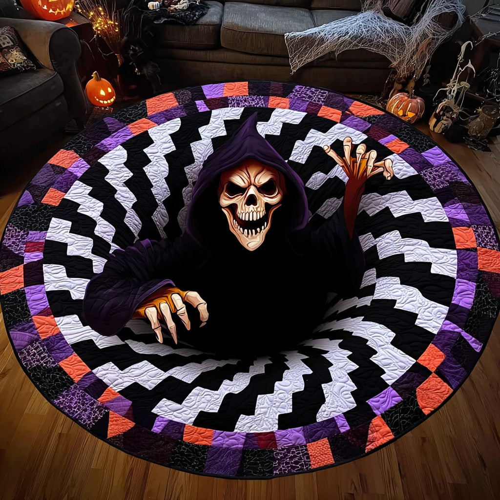 Grimm Reaper Grasp Quilted Round Mat Circle Floor Rugs Unique Halloween Gifts