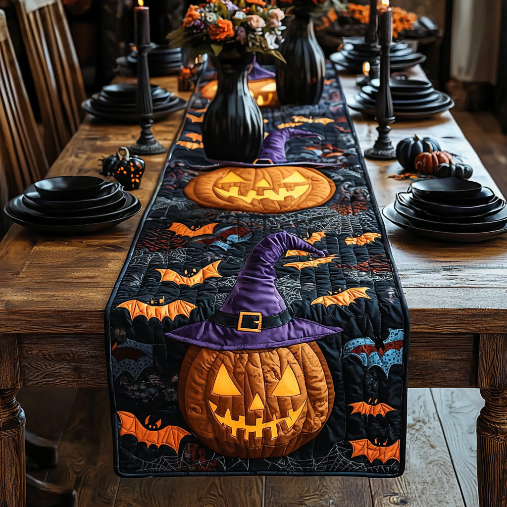 Grin Glow Quilted Table Runner Kitchen Table Decor Halloween Themed Presents Grin Glow Quilted Table Runner Kitchen Table Decor Halloween Themed Presents