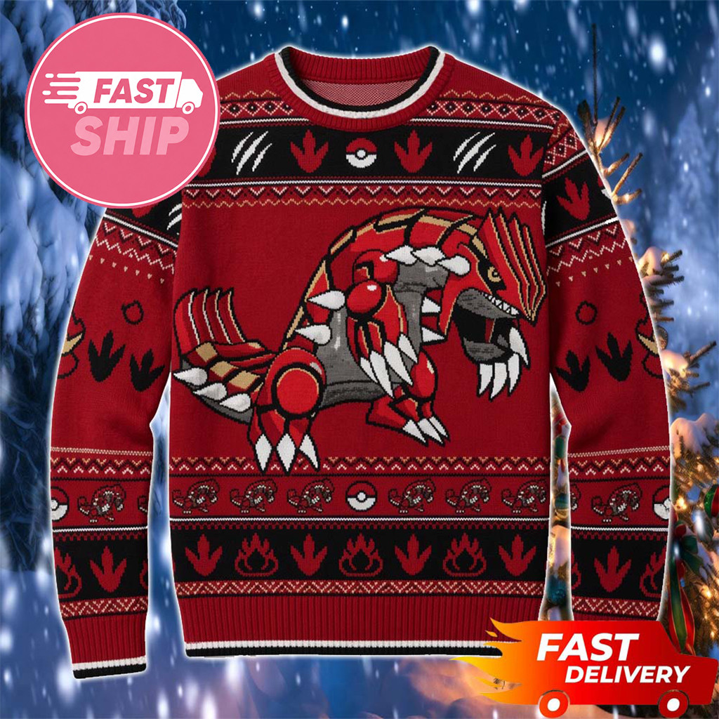 Groudon Pokemon Ugly Christmas Sweater Pokemon Merch Holiday Apparel Gift For Fans
