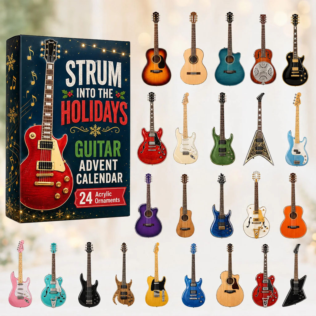 Guitar Advent Calendar 2026 Strum Into The Holiday 24-Day Acrylic Ornaments Box Christmas Decor