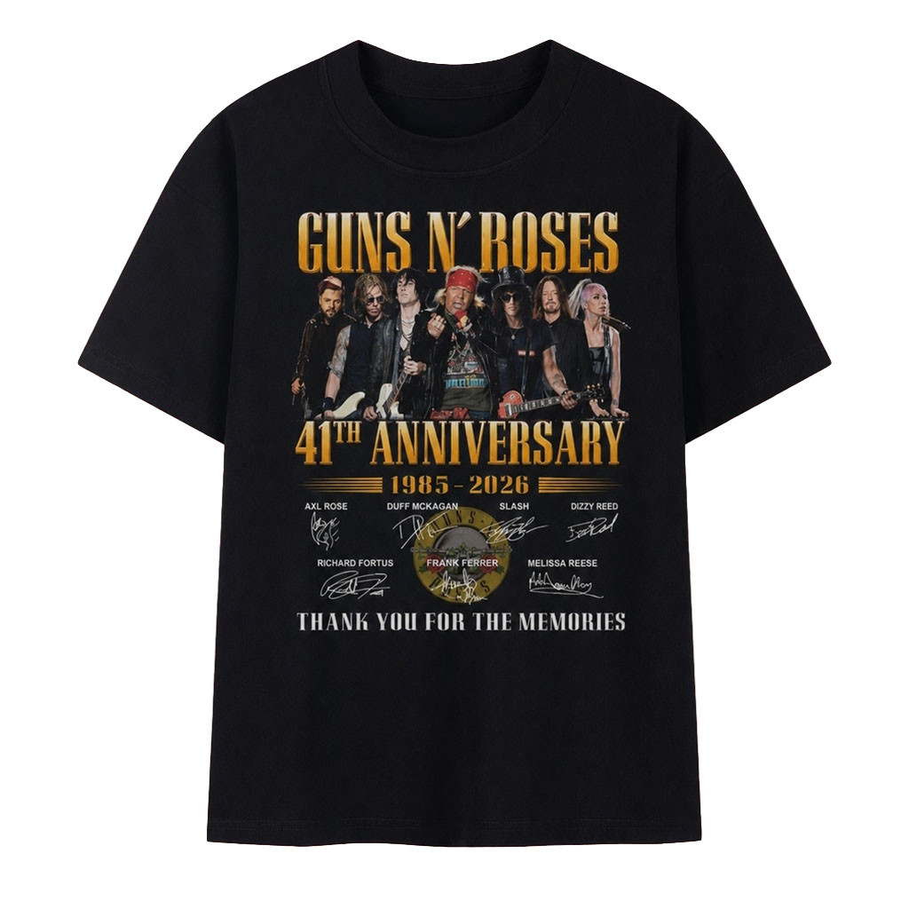 Guns N Roses 41st Anniversary 1985 2026 Thank You For The Memories T-Shirt Guns N Roses Merch Guns N Roses 41st Anniversary 1985 2026 Thank You For The Memories T-Shirt Guns N Roses Merch