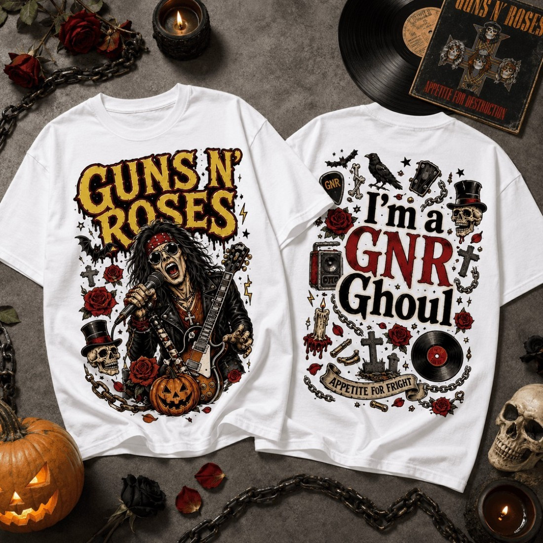 Guns N' Roses Appetite For Fright Halloween T-Shirt GNR Merch Present For Band Fans