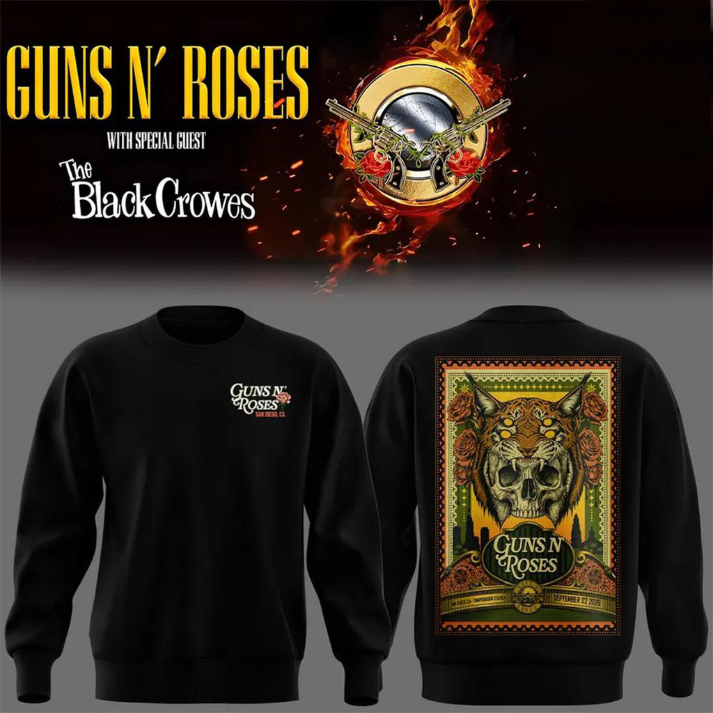 Guns N Roses Merch San Diego Snapdragon Stadium The Black Crowes 2026 Sweatshirt Black