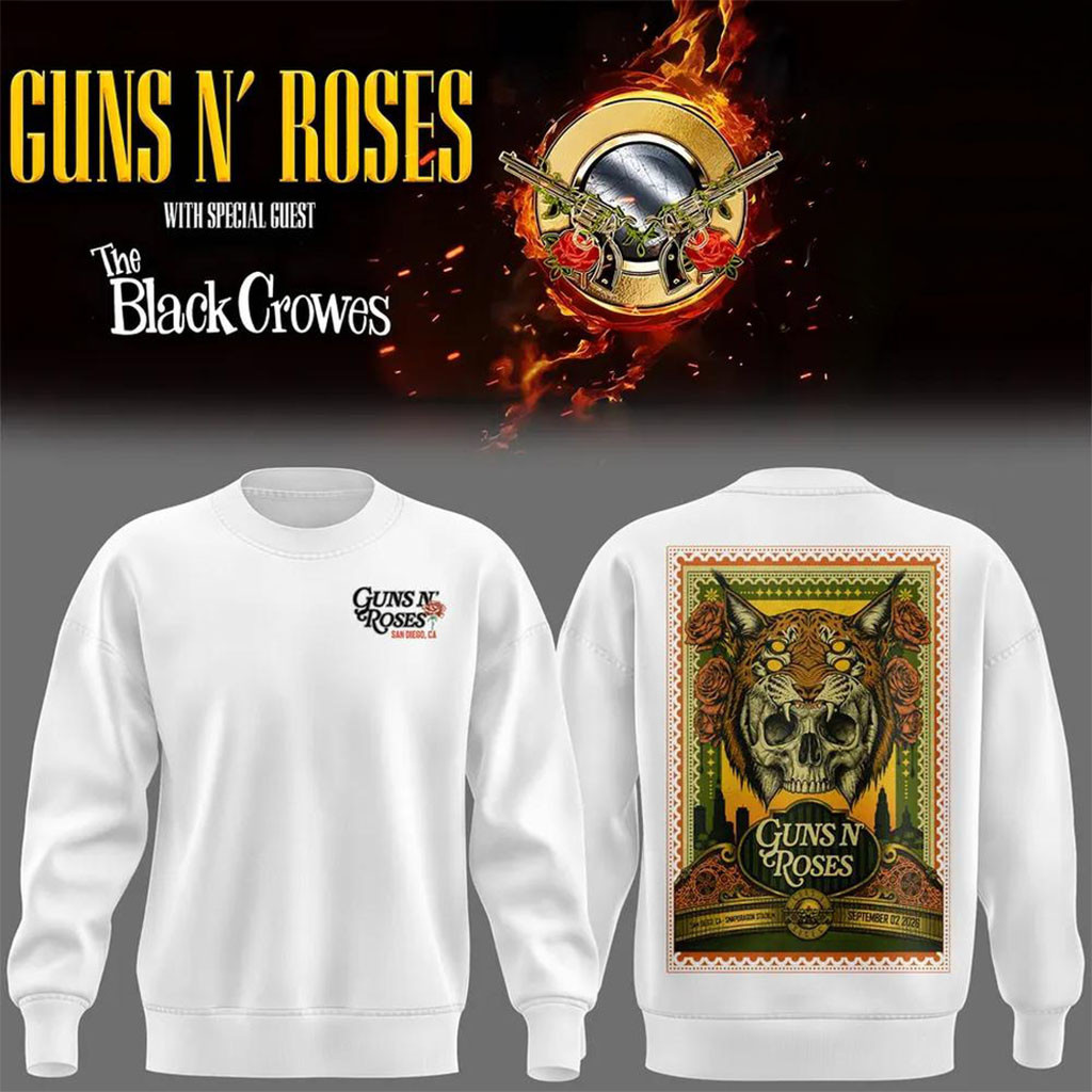 Guns N Roses Merch San Diego Snapdragon Stadium The Black Crowes 2026 Sweatshirt White