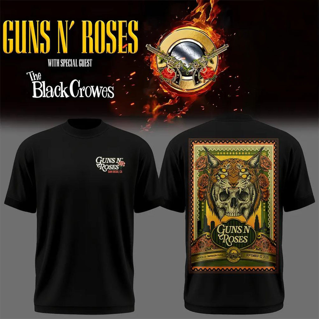 Guns N Roses Merch San Diego Snapdragon Stadium The Black Crowes 2026 T-Shirt Black