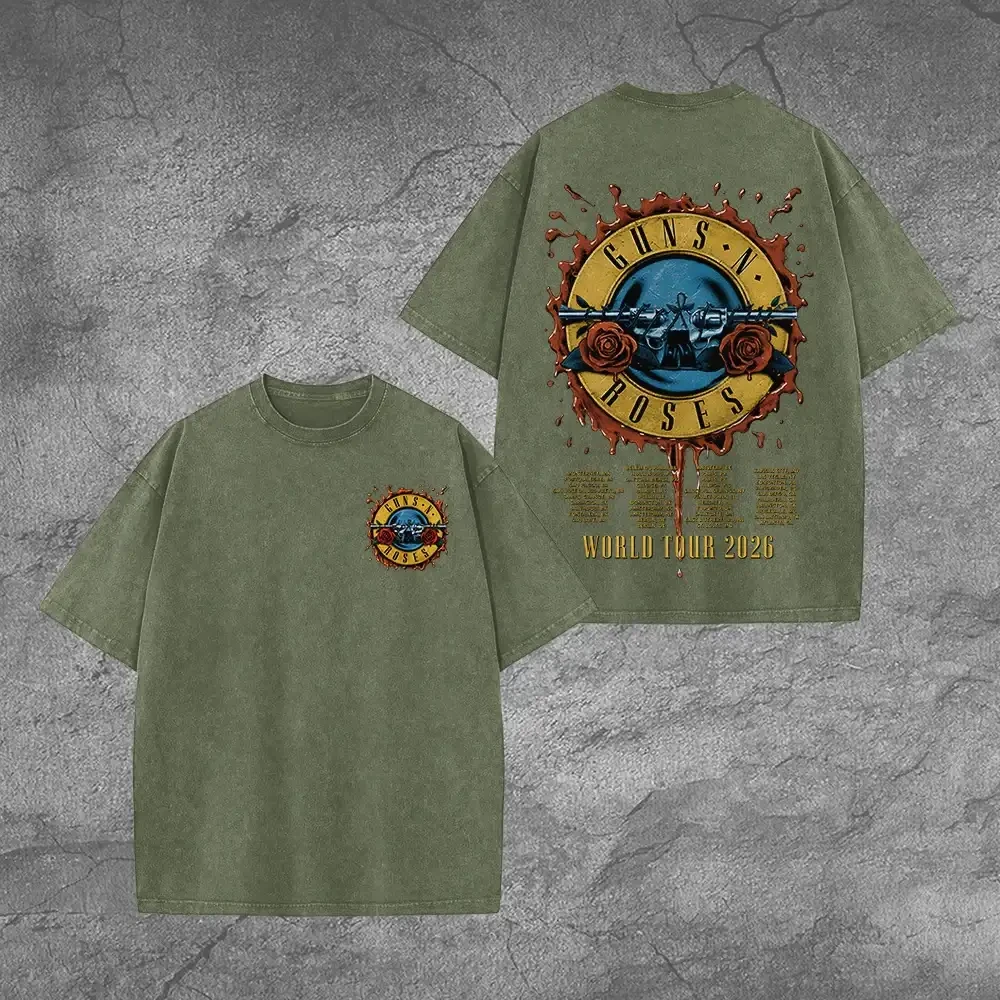 Guns N Roses Merch World Tour 2026 Wash T-Shirt Concert Apparel Gifts For Rock Band Fans Guns N Roses Merch World Tour 2026 Wash T-Shirt Concert Apparel Gifts For Rock Band Fans