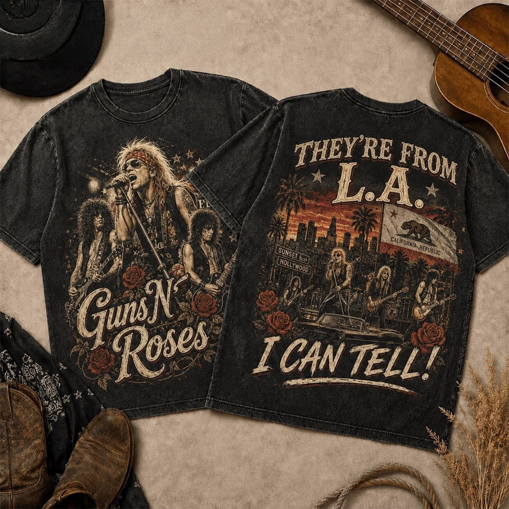 Guns N Roses Sunset LA Skyline Vintage Band T-Shirt GNR Merch Gift For Music Lovers