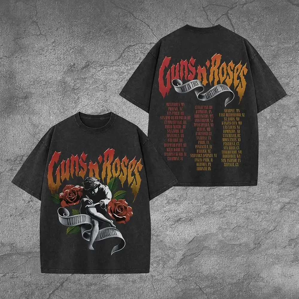 Guns N Roses World Tour 2026 Wash T-Shirt Guns N Roses Merch Gifts For Rock Fans