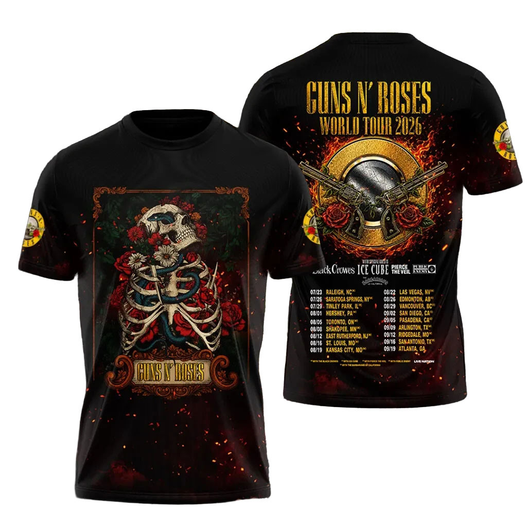 Guns N'Roses 2026 World Tour Graphic T-Shirt GNR Merch Great Gifts For Music Lovers Guns N'Roses 2026 World Tour Graphic T-Shirt GNR Merch Great Gifts For Music Lovers