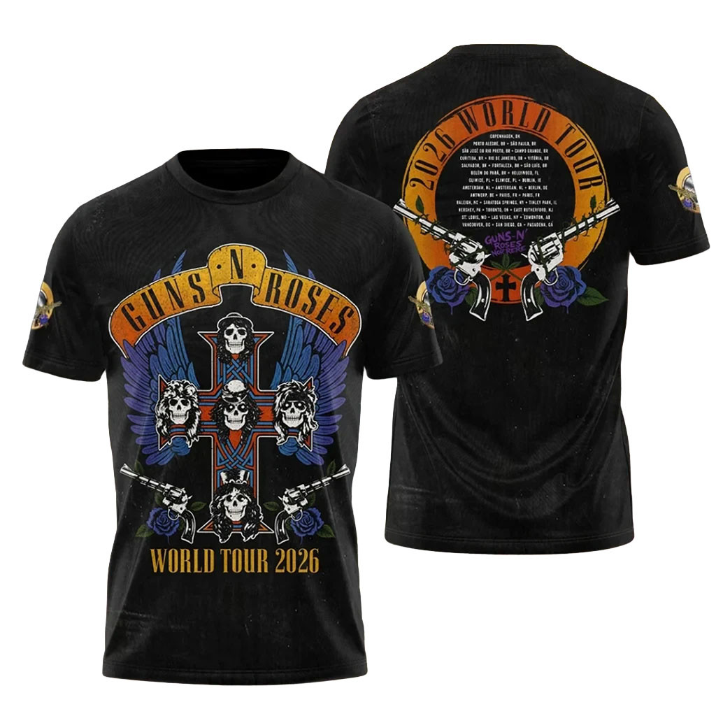 Guns N'Roses 2026 World Tour T-Shirt GNR Merch Concert Outfits Cool Gifts For Music Lovers