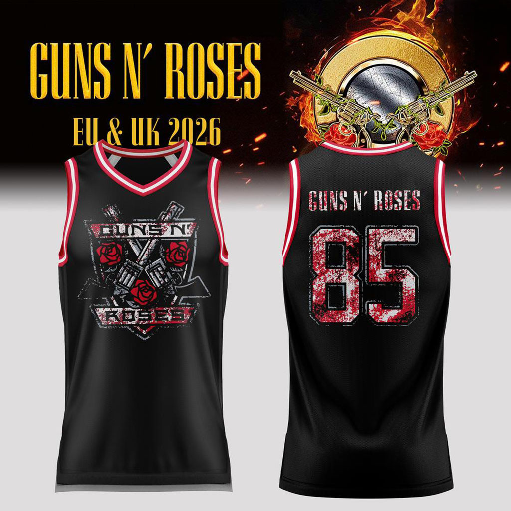 Guns N'Roses EU And UK 2026 Tour Basketball Jersey No 85 Jersey GNR Merch Gift For Music Lover Guns N'Roses EU And UK 2026 Tour Basketball Jersey No 85 Jersey GNR Merch Gift For Music Lover