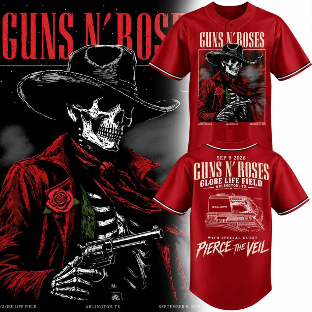Guns N'Roses Globe Life Field 2026 Tour Baseball Jersey GNR Merch Gift For Music Lovers Guns N'Roses Globe Life Field 2026 Tour Baseball Jersey GNR Merch Gift For Music Lovers