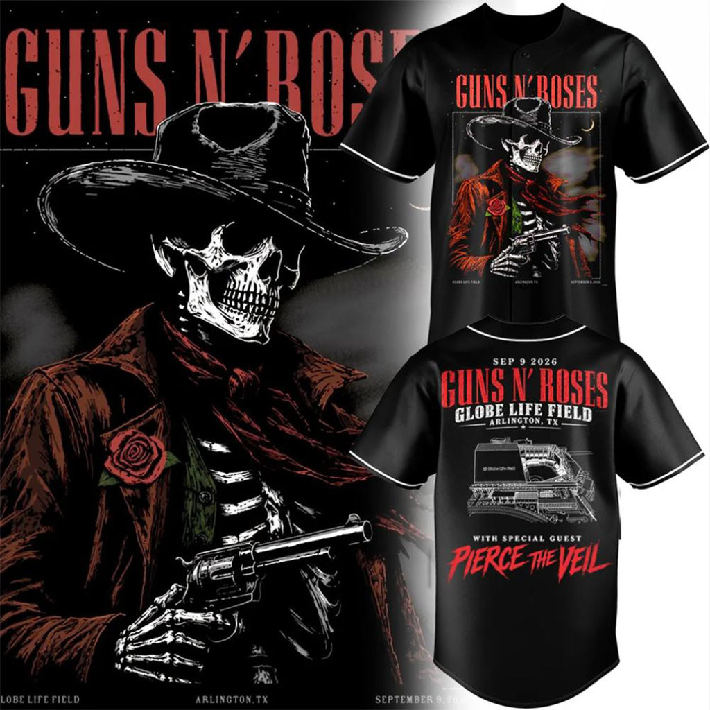 Guns N'Roses Globe Life Field 2026 Tour Baseball Jersey GNR Merch Present For Music Lovers