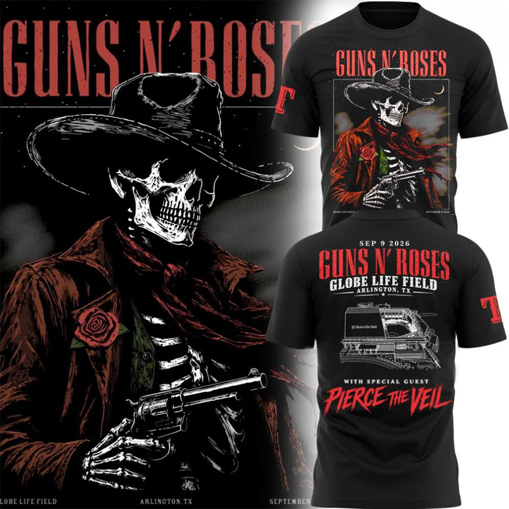 Guns N'Roses Globe Life Field 2026 Tour T-Shirt Black GNR Merch Presents For Music Lovers Guns N'Roses Globe Life Field 2026 Tour T-Shirt Black GNR Merch Presents For Music Lovers