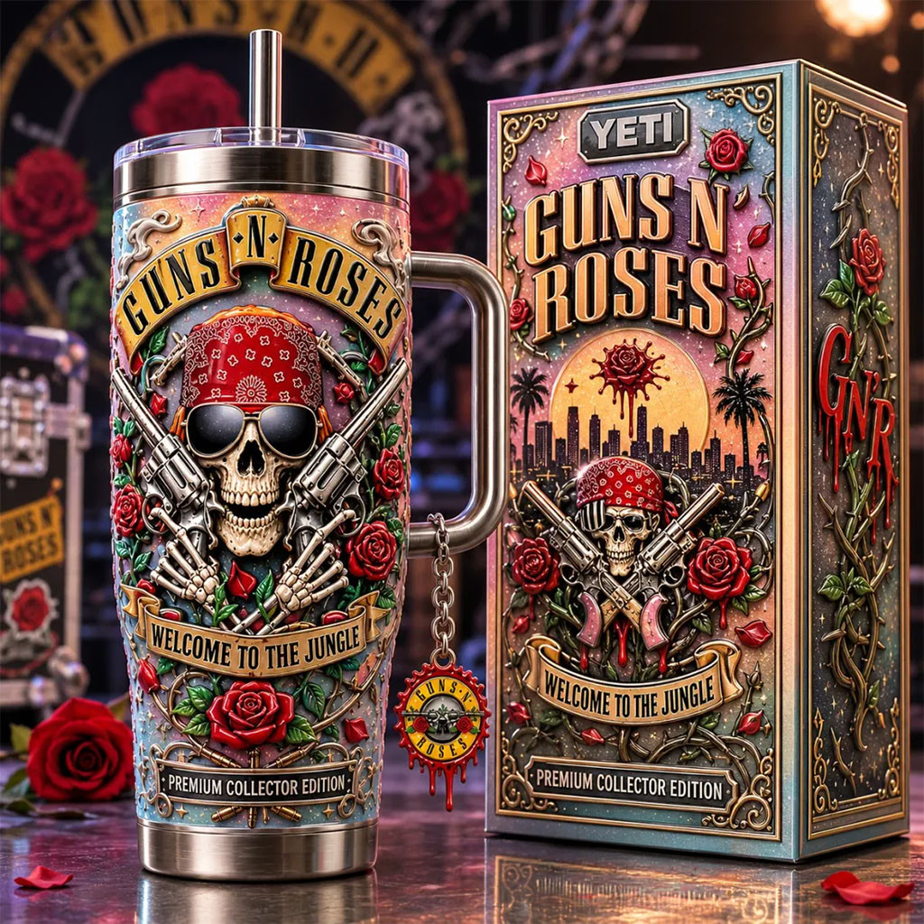 Guns N'Roses Welcome To The Jungle 40oz Tumbler GNR Merch Gifts For Music Lovers