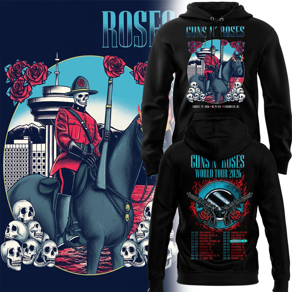 Guns N'Roses World Tour 2026 BC Place Vancouver Hoodie GNR Merch Present For Band Fans