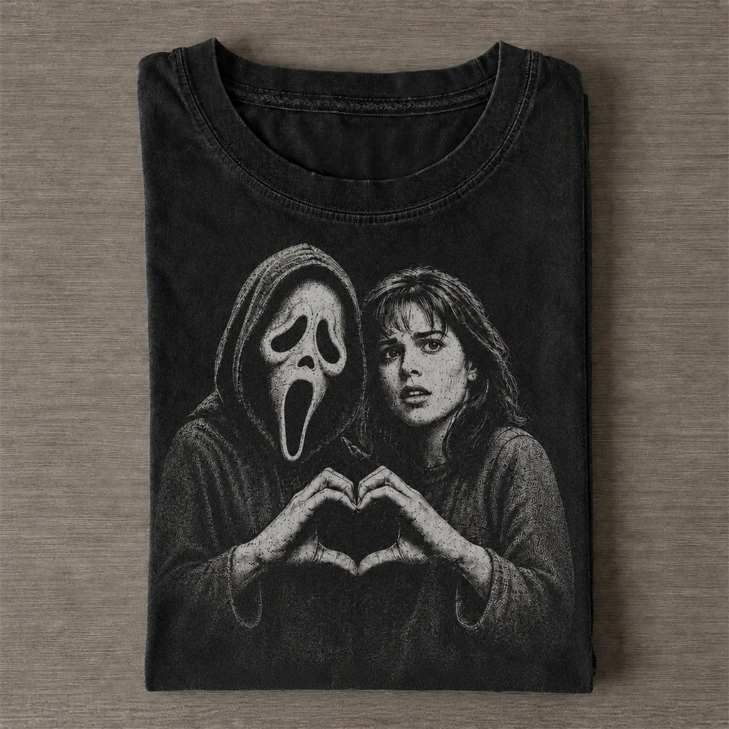Halloween Ghostface Scream Horror Movie Heart Wash T-Shirt Ghostface Merch Horror Lovers Gifts