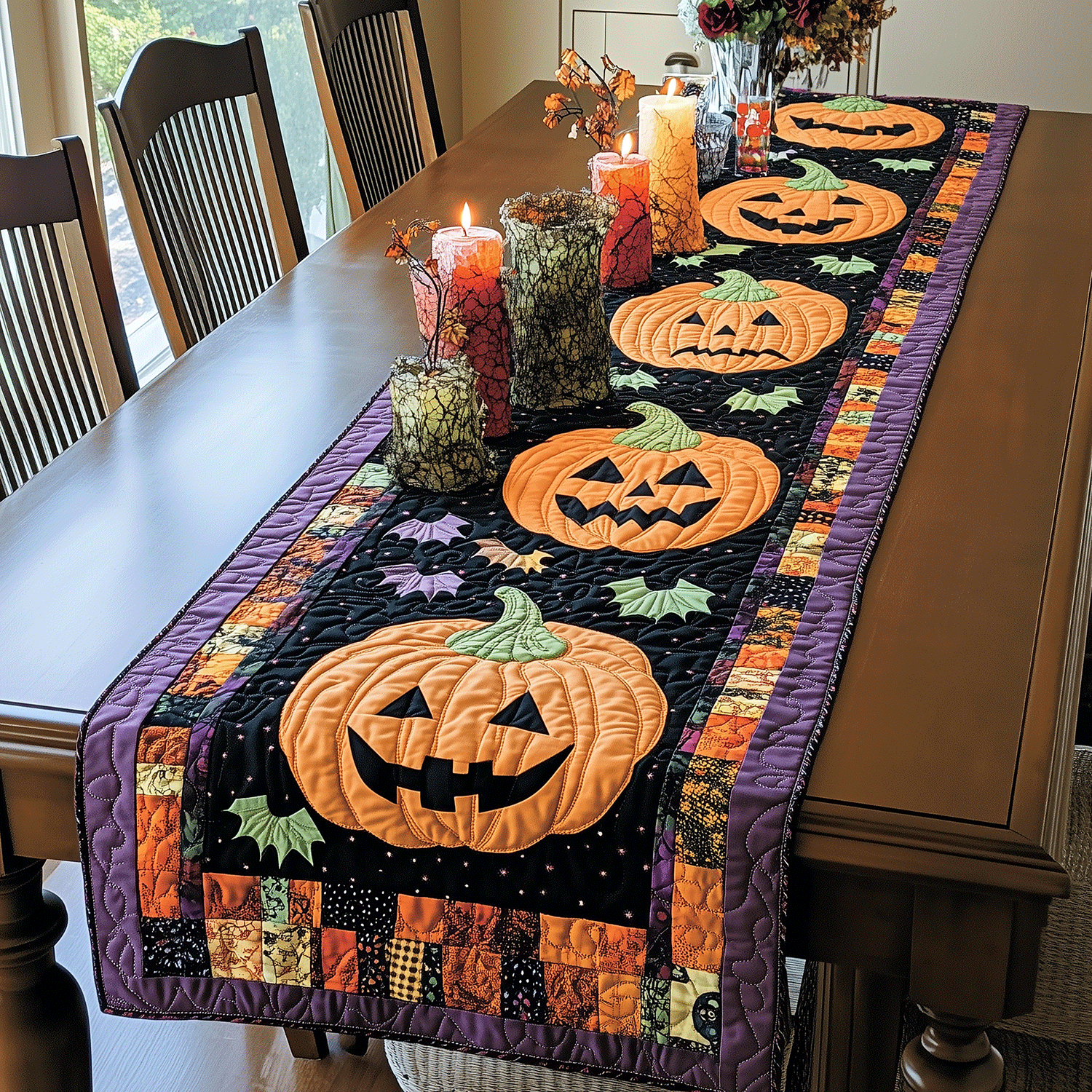 Halloween Harvest Quilted Table Runner Dining Room Table Decor Ideas Cool Halloween Gifts