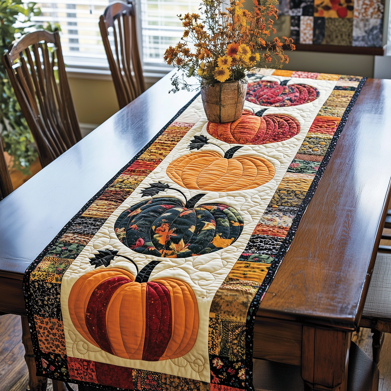 Halloween Harvest Quilted Table Runner Dining Table Decor Ideas Gifts For Halloween Lovers