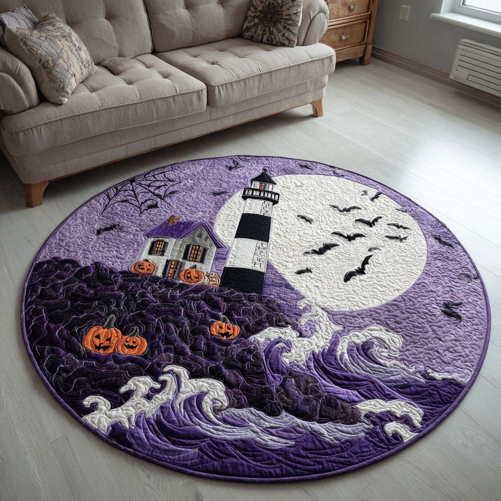 Halloween Lighthouse Quilted Round Mat Round Rugs Large Halloween Goodie Ideas