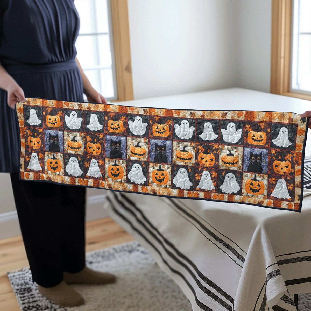 Halloween Night Quilted Table Runner Dining Table Runner Good Halloween Gifts