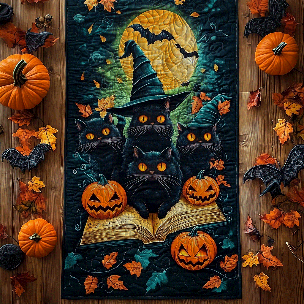 Halloween Night Whiskers Quilted Table Runner Kitchen Table Runners Best Halloween Presents