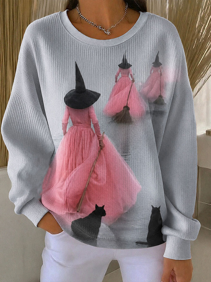 Halloween Witch Black Cat Sweatshirt Spirit Halloween Outfits Gift Ideas For Sisters