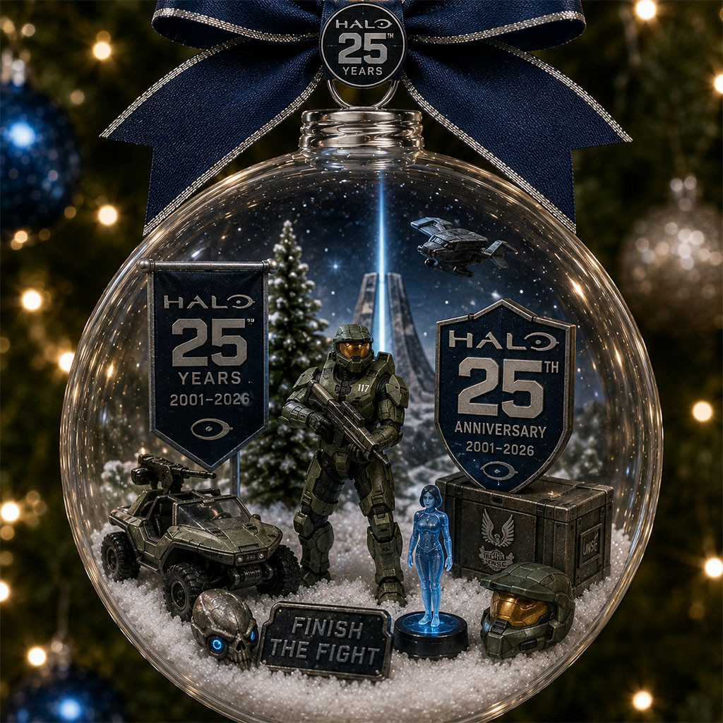 Halo 25th Anniversary 2001-2026 Globe Ornament Gaming Christmas Decoration Gifts for Halo Fans Halo 25th Anniversary 2001-2026 Globe Ornament Gaming Christmas Decoration Gifts for Halo Fans