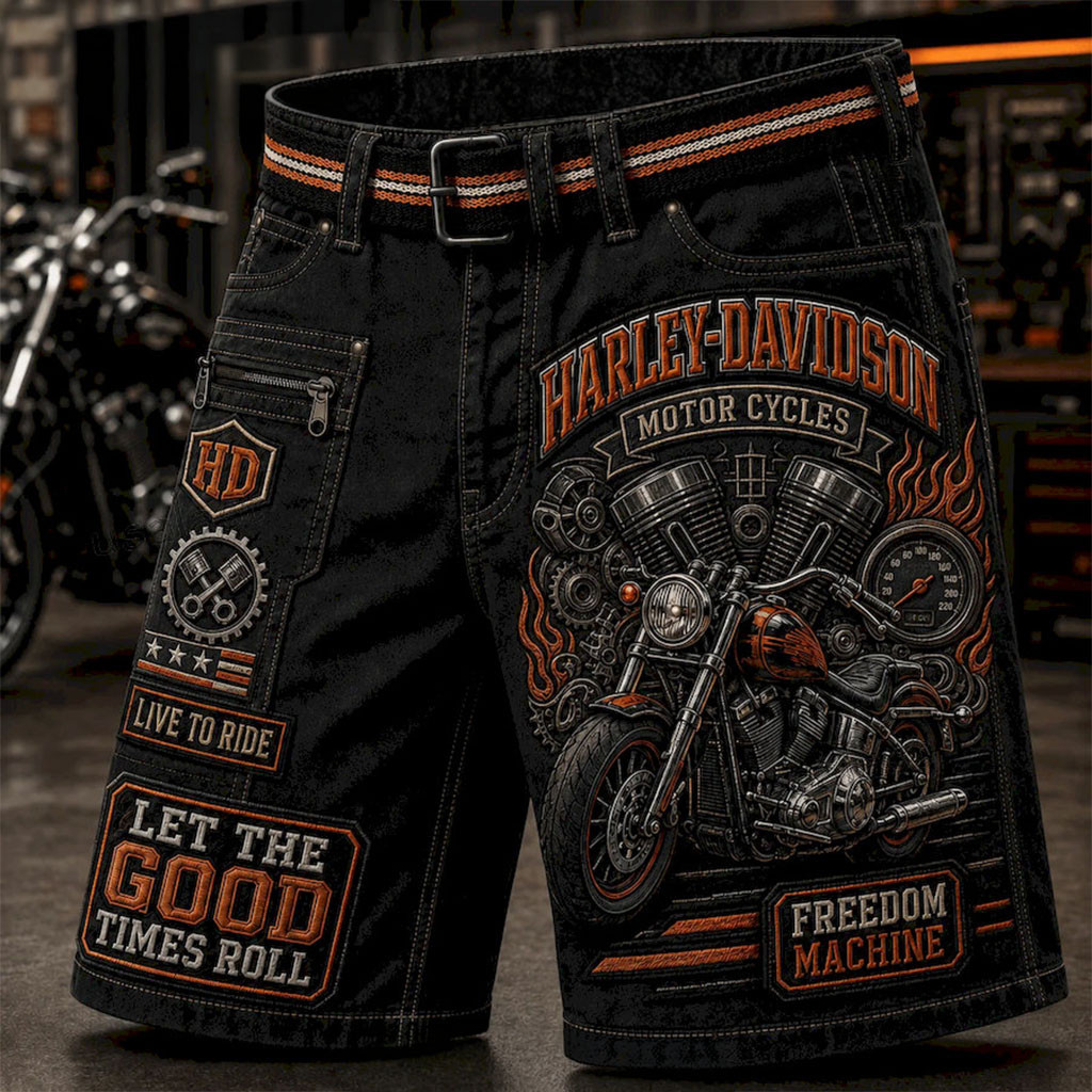 Harley-Davidson Merch Let The Good Times Roll Live To Ride Shorts Gift For Bikers