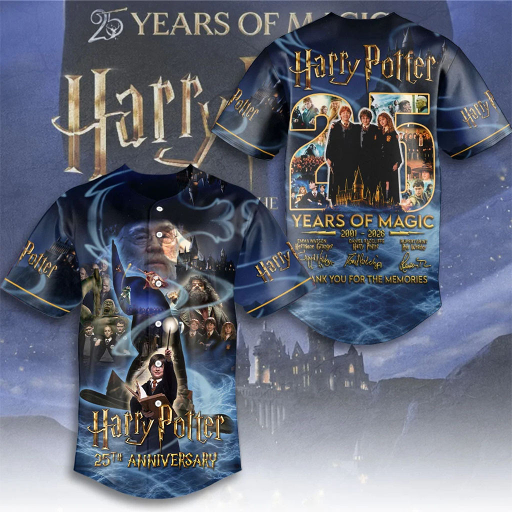 Harry Potter 25th Anniversary Baseball Jersey 25 Years Of Magic Harry Potter Merch Gifts For Fans