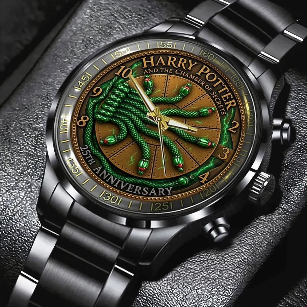 Harry Potter And The Chamber Of Secrets 25Th Anniversary Black Stainless Steel Watch Fan Merch