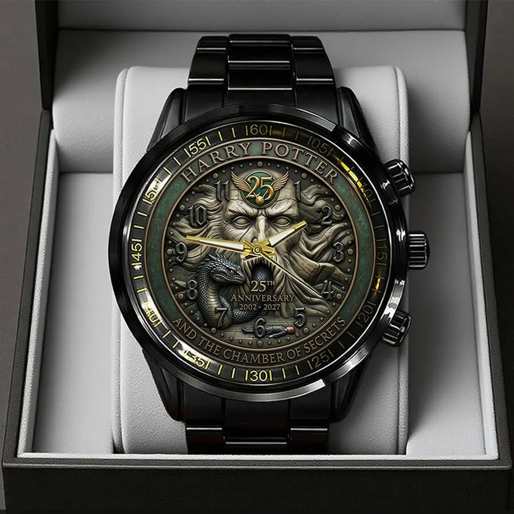 Harry Potter And The Chamber Of Secrets 25Th Anniversary Black Stainless Steel Watch HP Fan Gift