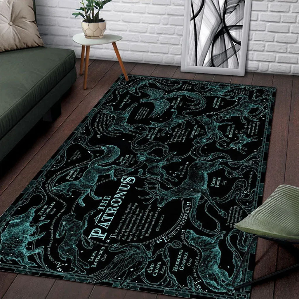 Harry Potter Patronus Charm Rectangular Area Rug Living Room Decor Harry Potter Merch Fan Gifts