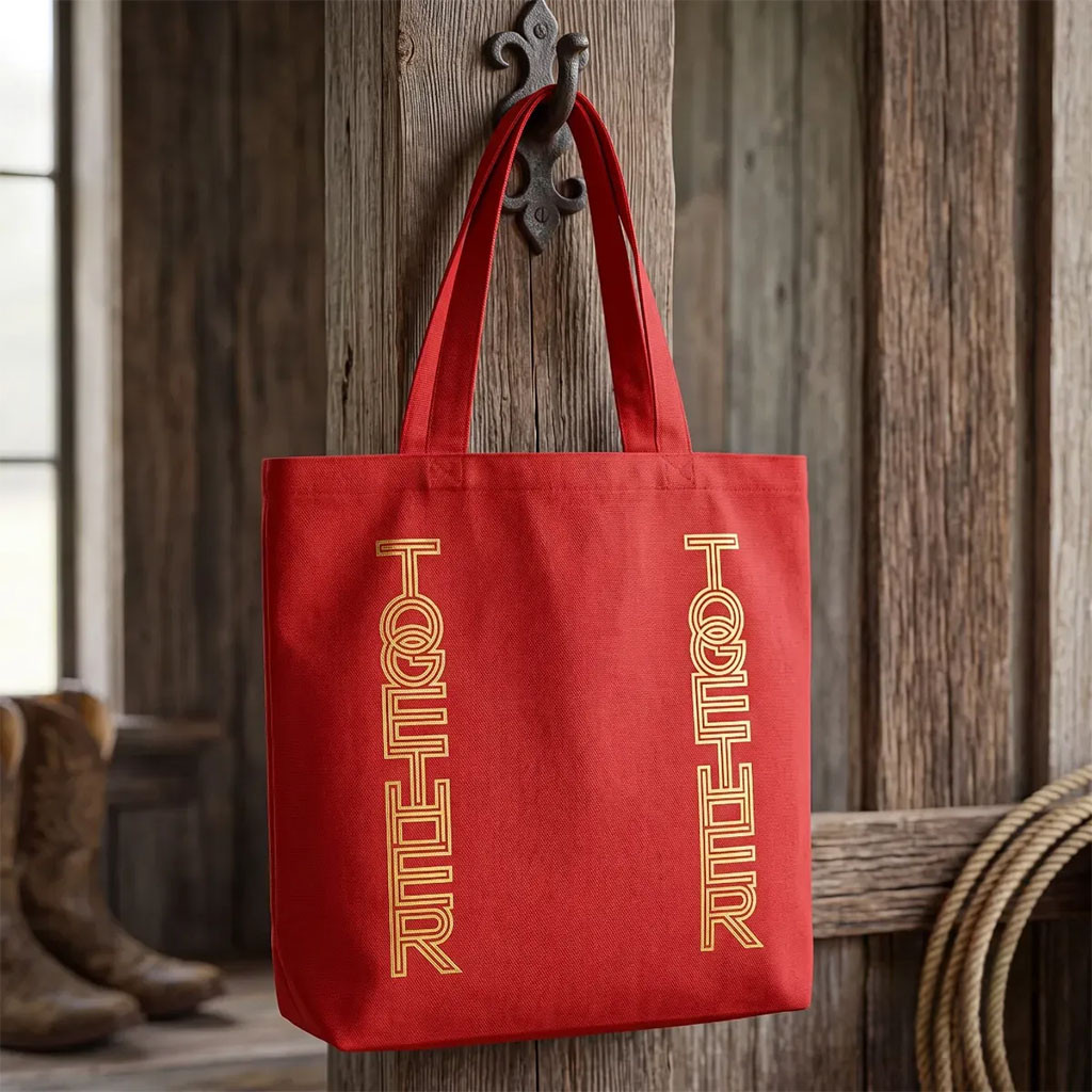 Harry Styles Merch 2026 Together Gold Text Red Tote Bag Present For Music Lovers