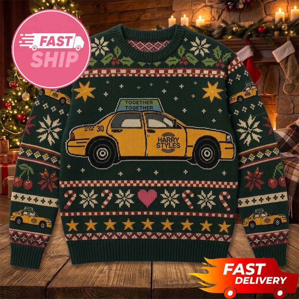 Harry Styles Merch Together Together Tour 2026 New York Taxi Car Pattern Christmas Ugly Sweater