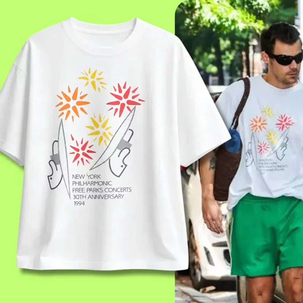 Harry Styles NYC Street Style August 2026 Vintage New York Philharmonic Shirt Harry Styles Merch